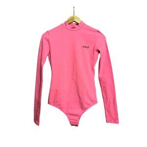 Kirin Pink Long Sleeve Open Back Bodysuit XS Jersey Material RFID Tag